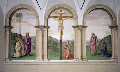 A Crucificação, 1494-96 de Pietro Perugino